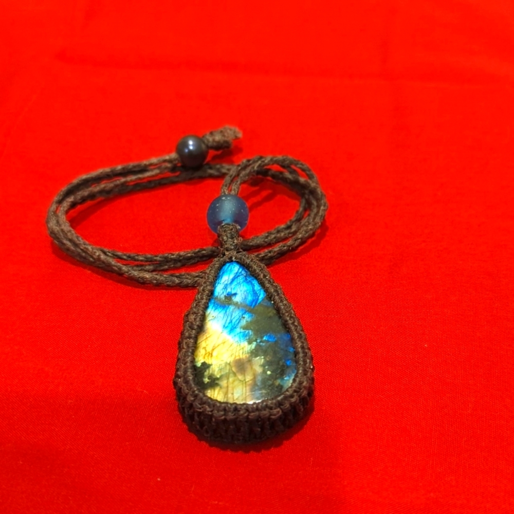 Labrodite crochet necklace